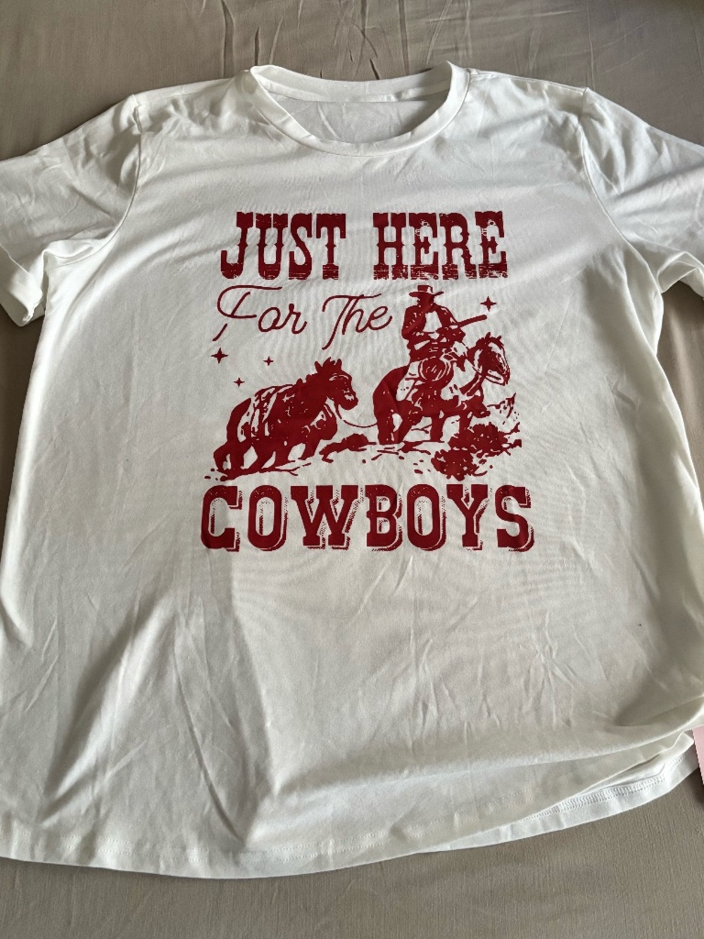 NWT Just Here For The Cowboys Western Graphic Tee White | Large, XL & 3X